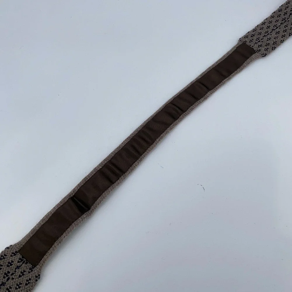 Eton Tie Mens Brown Navy Skinny Knit 100% Wool Textured Pattern Necktie Dress
